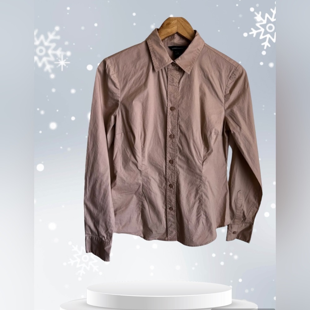 Moda International Women Tan Long Sleeve Blouse M With Bottom 4. % Elastic